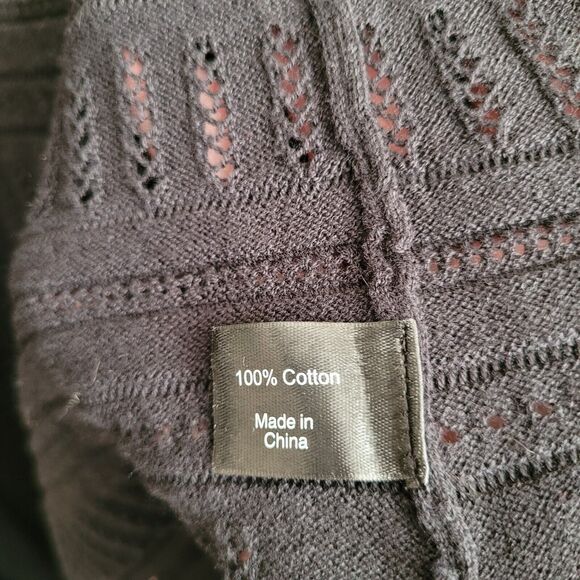 Lane Byrant Womens Cardigan Sweater Plus Size 26 28 Black Pointelle Tunic Length - Picture 6 of 11